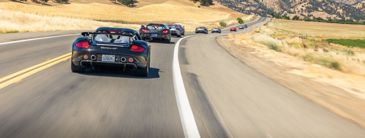 The CGT Rally featured 9 Carrera GTs roaming California’s best backroads