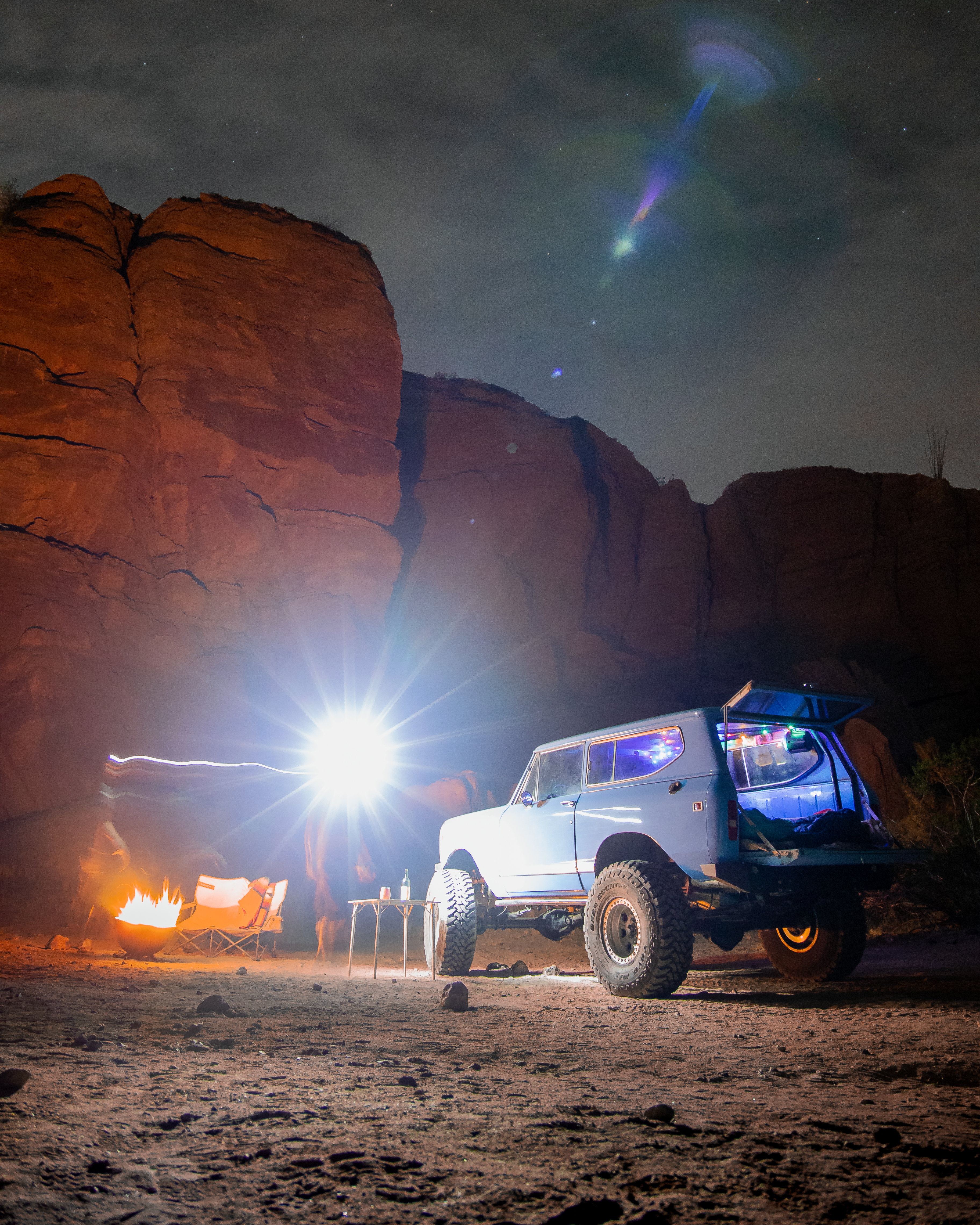 Vintage Early Ford Bronco Country Off Road Desert Cactus Sunrise